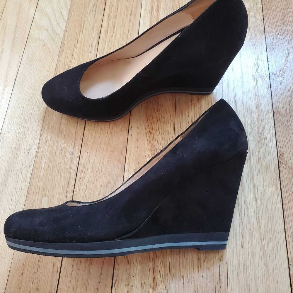 Carlo Pazolini Black Suede Women's Wedges Heels EUR 39 Size 8 1/2.